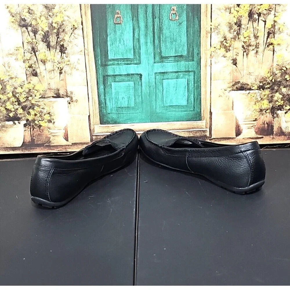 Womens Eddie‎ Bauer Shoes 8.5 Black Leather Loafers Ellensburg